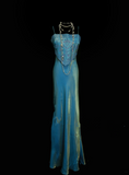 Vintage Mermaid 2 Piece Blue Spaghetti Strap Long 70s Prom Dresses Formal Gowns Inspo Evening Outfit HZ0311