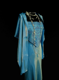 Vintage Mermaid 2 Piece Blue Spaghetti Strap Long 70s Prom Dresses Formal Gowns Inspo Evening Outfit HZ0311