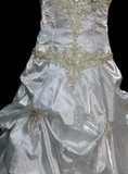 Chic Ball Gown Spaghetti Straps Silver Pleated With Beaded Bodice Long Prom Dresses Party Dress 18th Birthday Outfits Graduation Dress HZ0311