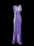 Vintage Mermaid Scoop Lilac Sleevless Backless Long 70s Prom Dresses Formal Gowns Inspo Evening Outfit HZ0311
