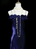 Chic A line Spaghetti Straps Grape With Flowers Long Prom Dresses Party Dress 18th Birthday Outfits Graduation Dress HZ0311