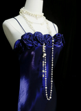 Chic A line Spaghetti Straps Grape With Flowers Long Prom Dresses Party Dress 18th Birthday Outfits Graduation Dress HZ0311