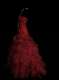 Ball Gown Strapless Burgundy Sleeveless With Applique Women's Dress Satin Long Quinceanera Dresses Sweet 16 Birthday Quince Dress Outfits HZ0311