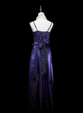 Chic A line Spaghetti Straps Grape With Flowers Long Prom Dresses Party Dress 19th Birthday Outfits Graduation Dress HZ0311