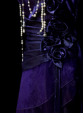 Chic A line Spaghetti Straps Grape With Flowers Long Prom Dresses Party Dress 19th Birthday Outfits Graduation Dress HZ0311