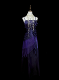 Chic A line Spaghetti Straps Grape With Flowers Long Prom Dresses Party Dress 19th Birthday Outfits Graduation Dress HZ0311