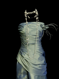Modest Night Aesthetic Mermaid Strapless Green Satin College Formal Outfit Long Prom Graduation Dresses For Teens HZ0311