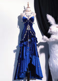 Elegant Mermaid Spaghetti Straps Royal Blue Velvet Long Prom Dresses Formal Dress Party Outfits Prom Gown HZ0311