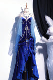 Elegant Mermaid Spaghetti Straps Royal Blue Velvet Long Prom Dresses Formal Dress Party Outfits Prom Gown HZ0311