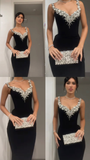 Black Evening Dress With Beads Sheath Long Party Dress Birthday Prom Dress HZ0311
