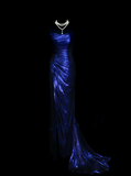 Vintage Mermaid Strapless Royal Blue Senior Prom Dresses High School Long Formal Dress HZ0311