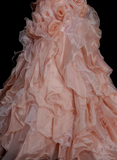 Vintage Ball Gown Strapless Pink Layered Tiered Sweet 16 Dresses Quinceanera Dress Long 15 Vestidos De Fiesta HZ0311
