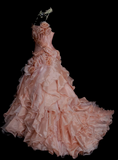 Vintage Ball Gown Strapless Pink Layered Tiered Sweet 16 Dresses Quinceanera Dress Long 15 Vestidos De Fiesta HZ0311