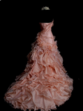 Vintage Ball Gown Strapless Pink Layered Tiered Sweet 16 Dresses Quinceanera Dress Long 15 Vestidos De Fiesta HZ0311
