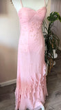 Retro Mermaid Spaghetti Straps Pink Chiffon Prom Dresses Formal Dress 18th Birthday Outfits Prom Gown HZ0311