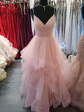 Cute Ball Gown Spaghetti Straps Blush Pink Tulle Prom Dresses Formal Dress 19th Birthday Outfits Prom Gown HZ0311