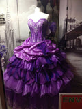 Charming Ball Gown Sweetheart Grape Satin Long Quinceanera Dress Sweet 15 16 Dresses HZ0311