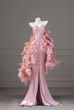 Cute Mermaid Sweetheart Pink Sequin Floor Length Prom Dresses Formal Dress Birthday Outfits Prom Gown HZ0311