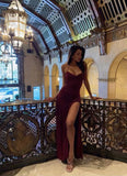 Sexy Mermaid Halter Burgundy Prom Dresses Formal Dress 18th Birthday Outfits Prom Gown HZ0311