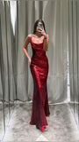 Modern Mermaid Spaghetti Straps Burgundy Sequin Prom Dresses Formal Dress 18th Birthday Outfits Prom Gown HZ0311