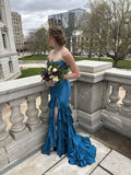 Elegant Mermaid Sweetheart Satin Layers Slit Senior Aesthetic Prom Dresses Prom Gowns Formal Outfits Graduation Dress HZ0311