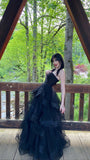Elegant Ball Gown Sweetheart Black Layers Tulle Senior Aesthetic Prom Dresses Prom Gowns Formal Outfits Graduation Dress HZ0311