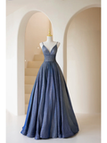 Sexy Ball Gown Spaghetti Straps Navy Blue Sequin Long Prom Dresses Formal Dress 18th Birthday Outfits Prom Gown HZ0311