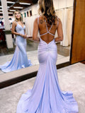Modest Trendy Mermaid Spaghetti Straps Navy Blue Sequins Prom Dresses Style Long Senior High School Dance Party Dress HZ0311