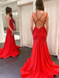 Modest Trendy Mermaid Spaghetti Straps Navy Blue Sequins Prom Dresses Style Long Senior High School Dance Party Dress HZ0311