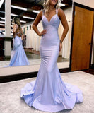 Modest Trendy Mermaid Spaghetti Straps Navy Blue Sequins Prom Dresses Style Long Senior High School Dance Party Dress HZ0311