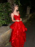 Modest long A line sweetheart dark burgundy sequins prom dress Formal Party Gown HZ0311