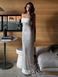 Shinning Mermaid Strapless Green Sequin Prom Dresses Party Dress 18th Birthday Outfits Graduation Dress HZ0311