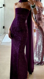 Shinning Mermaid Strapless Green Sequin Prom Dresses Party Dress 18th Birthday Outfits Graduation Dress HZ0311