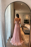 Special A Line Sweetheart Pleated Chiffon Pink Sleeveless Feathers Long Prom Dresses Inspo Prom Gown HZ0311