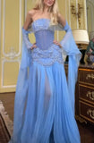 Pretty Mermaid Strapless Maxi Long Party Yellow Chiffon Prom Dresses Evening Dress HZ0311