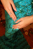 Sexy Mermaid Strapless Green Sequins Long Prom Dresses For Teens Formal Dress Birthday Outfits Prom Gown HZ0311