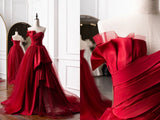 Princess Ball Gown Strapless Red Long Prom Dresses Impress 16 Birthday Outfits Prom Gown HZ0311