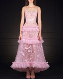 Chic Ball Gown Spaghetti Straps Pink Ankle Length Prom Dresses Formal Dress Birthday Outfits Prom Gown HZ0311