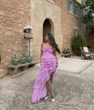 Modest A line Halter Pink Chiffon Prom Dresses Long Party Dress 16th Birthday Outfits Graduation Dress HZ0311