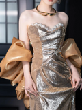 Shinning Mermaid Sweetheart Sequin Gold Prom Dresses Formal Dress 18th Birthday Outfits Prom Gown HZ0311