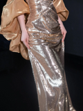Shinning Mermaid Sweetheart Sequin Gold Prom Dresses Formal Dress 18th Birthday Outfits Prom Gown HZ0311
