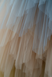 Charming Ball Gown Strapless Champagne Tulle With Silver Beaded Long Quinceanera Dress Sweet 15 16 Dresses HZ0311