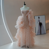 Shinning A line Strapless Sequin Pink Beaded Prom Dresses Formal Dress 18th Birthday Outfits Prom Gown HZ0311