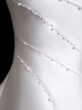 Vintage Ball Gown Strapless Sleeveless Satin Fitted Long Wedding Dress Bride Gown Wedding Dresses HZ0311