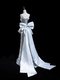 Glitter Mermaid Strapless Sequin Silver Long Prom Dresses For Teens Formal Dress Birthday Outfits Prom Gown HZ0311