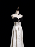 Retro A line Strapless Satin Long Prom Dresses Impress 18th Birthday Outfits Prom Gown HZ0311