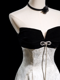 Retro A line Strapless Satin Long Prom Dresses Impress 18th Birthday Outfits Prom Gown HZ0311