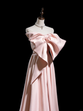 Retro A Line Strapless Pink Satin Long Prom Dresses Impress 18th Birthday Outfits Prom Gown HZ0311