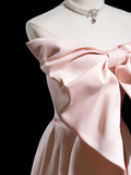 Retro A Line Strapless Pink Satin Long Prom Dresses Impress 18th Birthday Outfits Prom Gown HZ0311