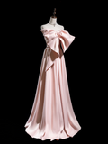 Retro A Line Strapless Pink Satin Long Prom Dresses Impress 18th Birthday Outfits Prom Gown HZ0311